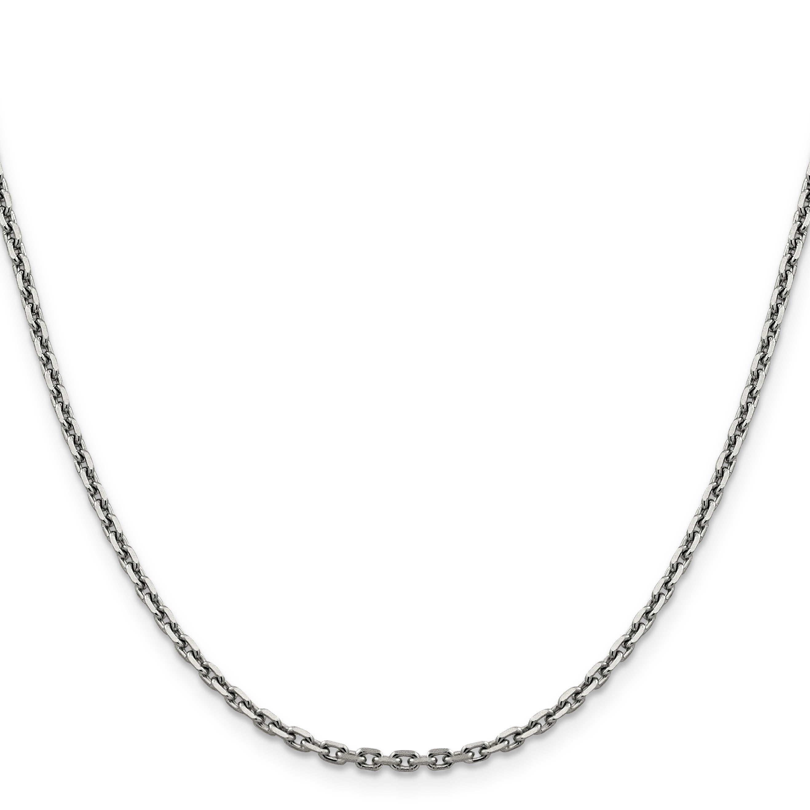 14K White Gold 20 Inch 2.5Mm Diamond-Cut Cable With Lobster Clasp Chain