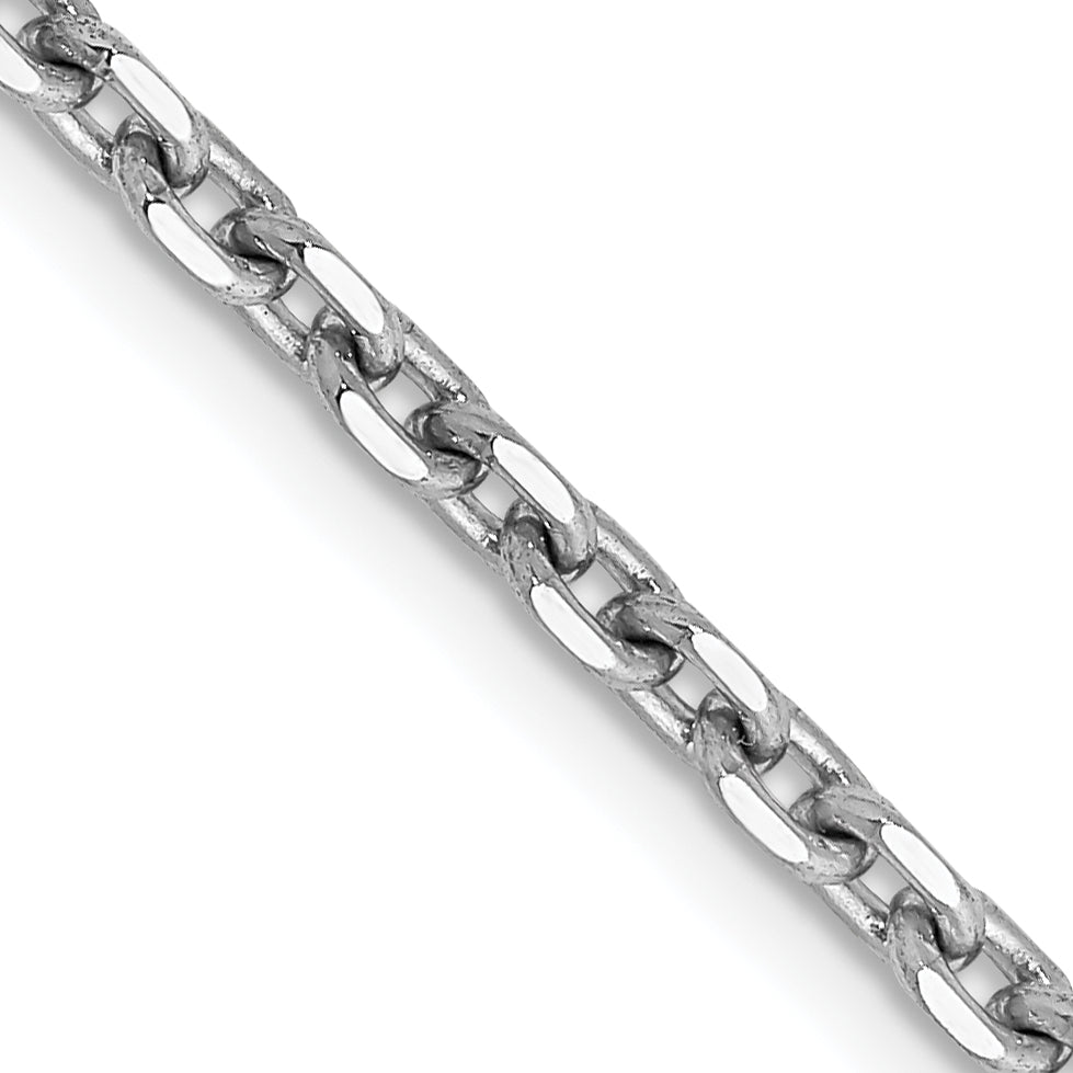 14K White Gold 18 Inch 2.5Mm Diamond-Cut Cable With Lobster Clasp Chain