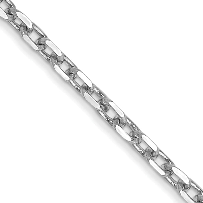 14K White Gold 20 Inch 1.8Mm Diamond-Cut Round Open Link Cable With Lobster Clasp Chain
