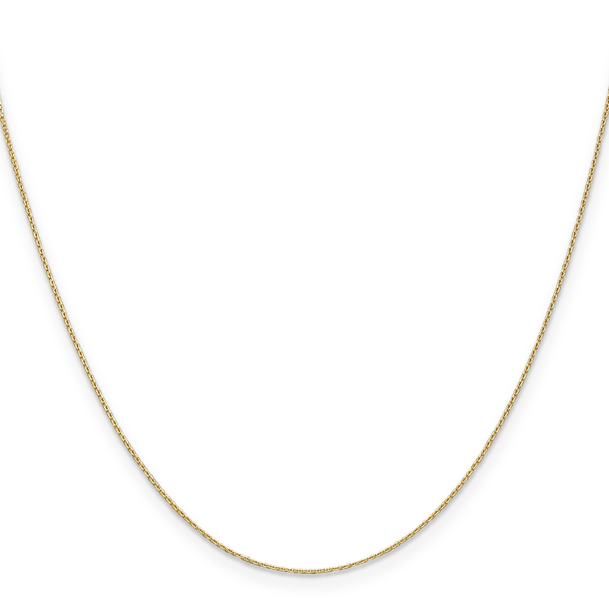 14K 24 inch .65mm Diamond-cut Round Open Link Cable with Lobster Clasp Chain