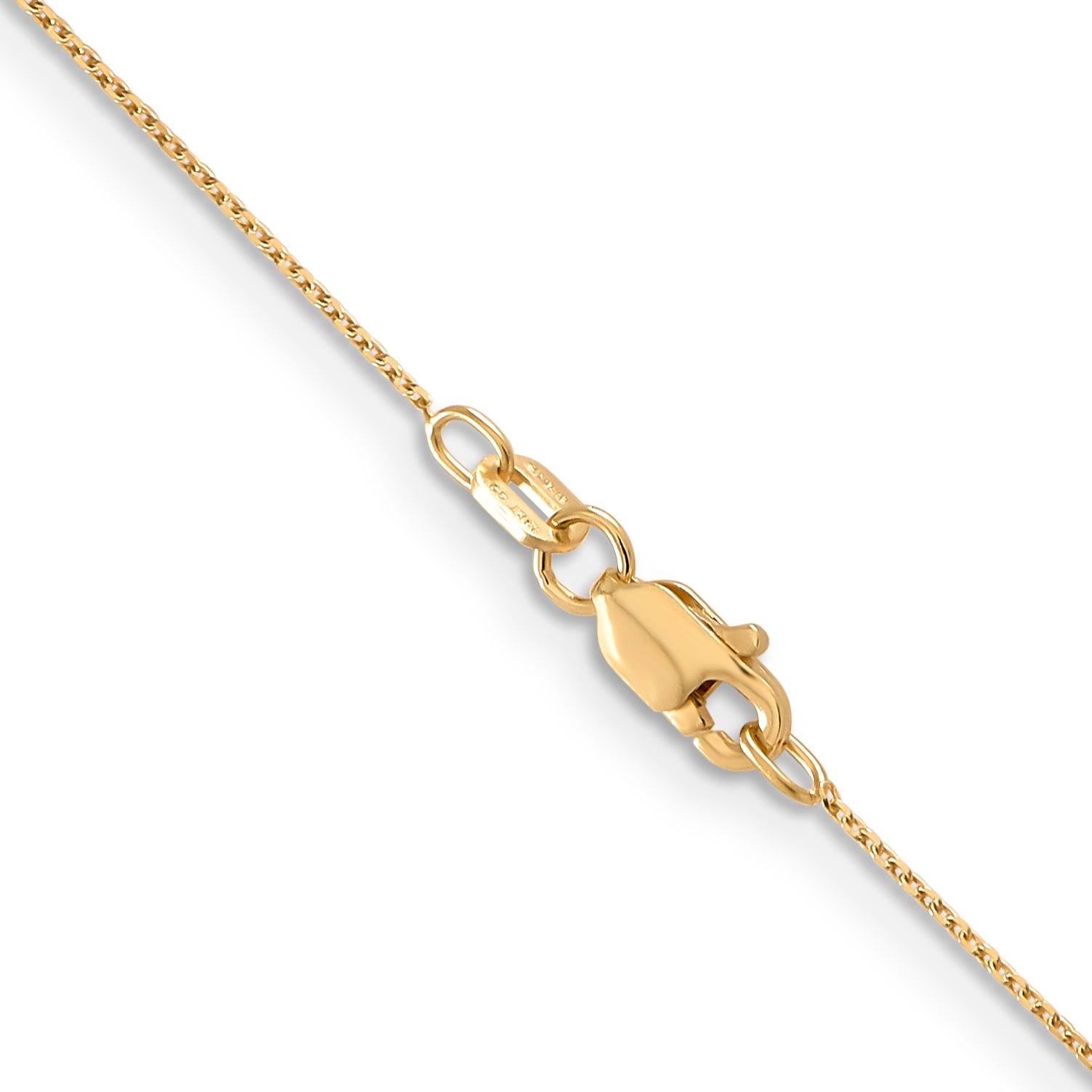 14K 24 inch .65mm Diamond-cut Round Open Link Cable with Lobster Clasp Chain