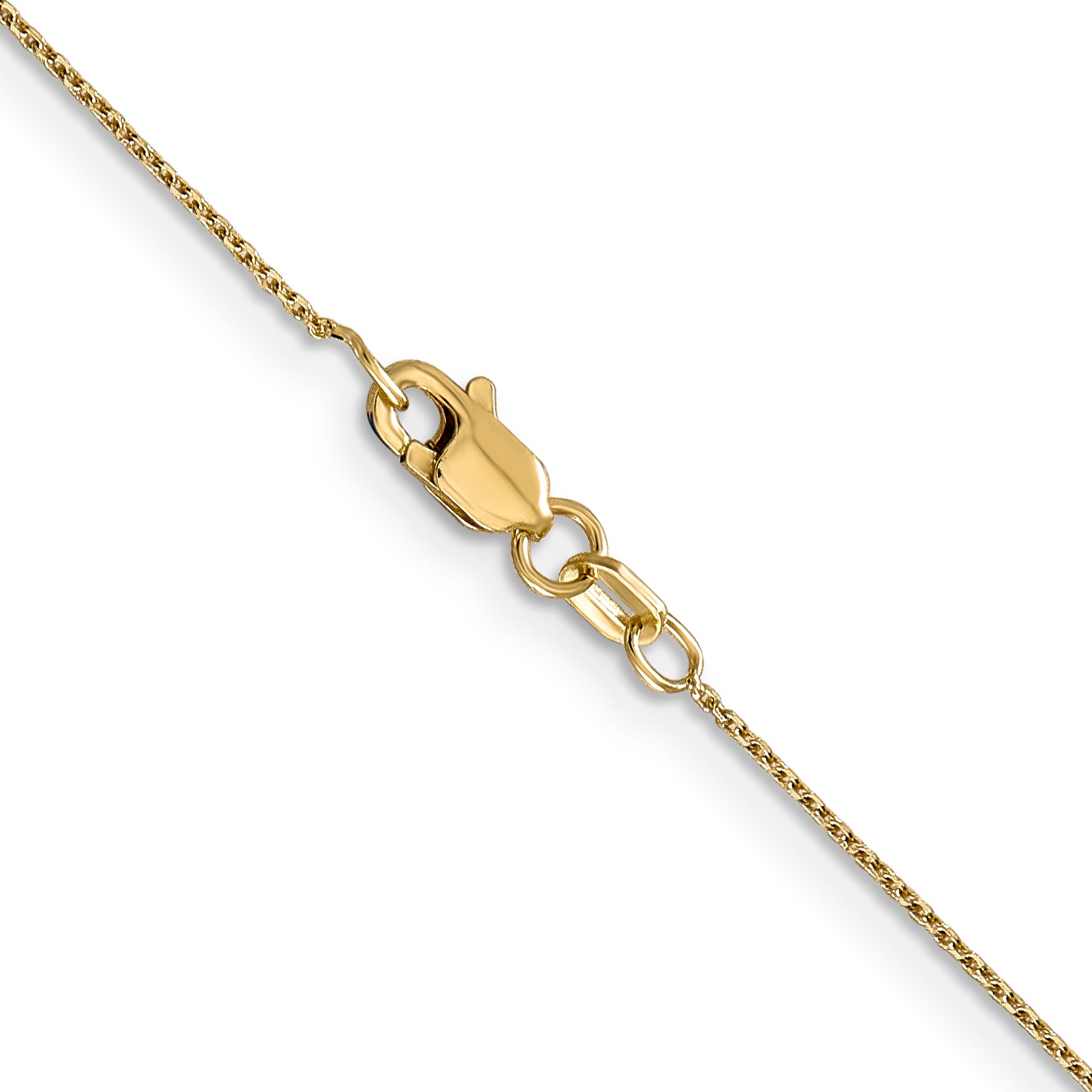 14K 24 Inch .8Mm Diamond-Cut Round Open Link Cable With Lobster Clasp Chain