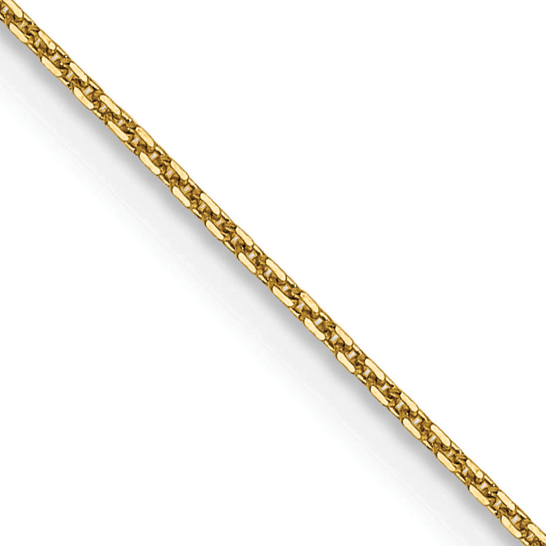 14K 16 inch .8mm Diamond-cut Round Open Link Cable with Lobster Clasp Chain