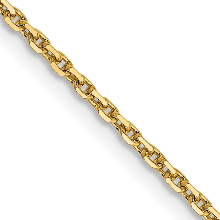 14K 20 inch 1.4mm Diamond-cut Round Open Link Cable with Lobster Clasp Chain