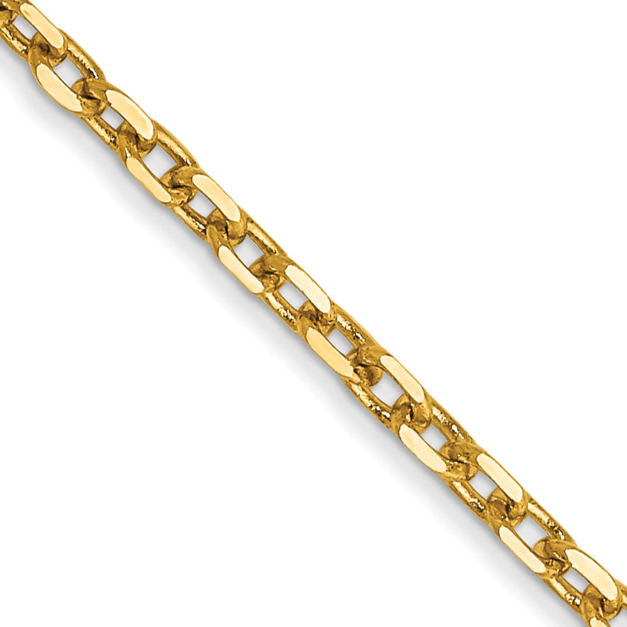 14K 16 inch 1.8mm Diamond-cut Round Open Link Cable with Lobster Clasp Chain