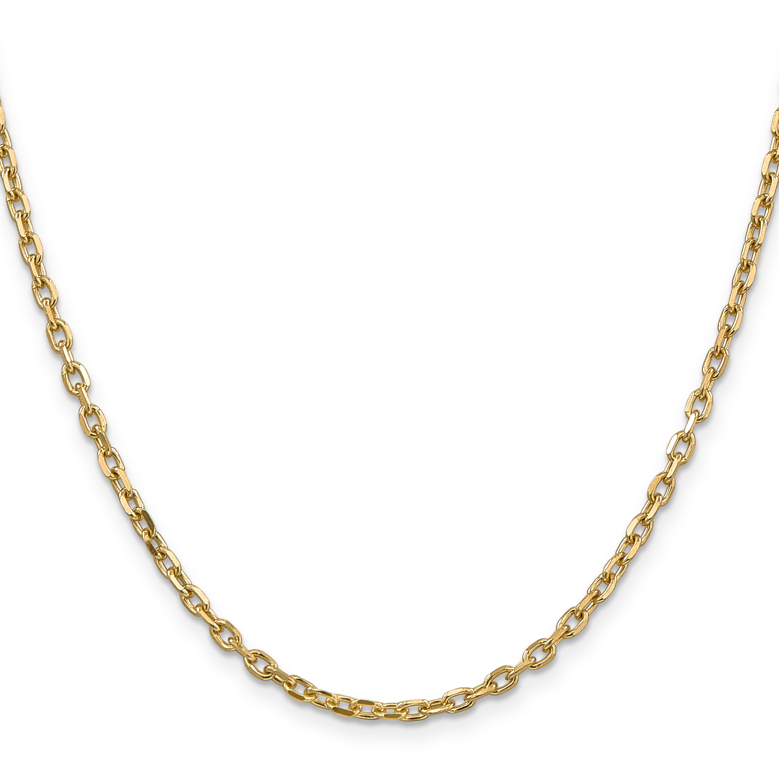 14K 20 Inch 3Mm Diamond-Cut Round Open Link Cable With Lobster Clasp Chain