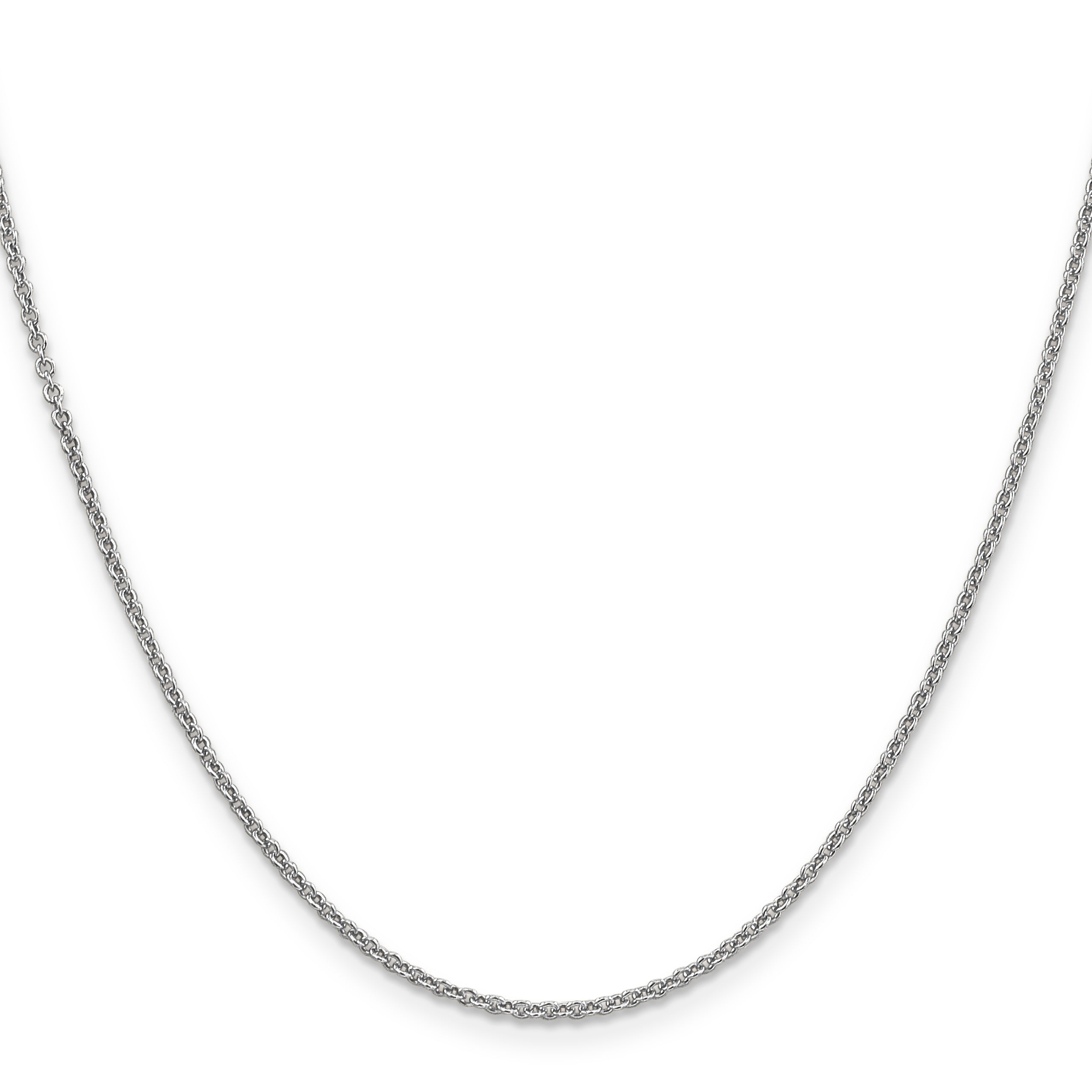14K White Gold 18 Inch 1.6Mm Round Open Link Cable With Lobster Clasp Chain