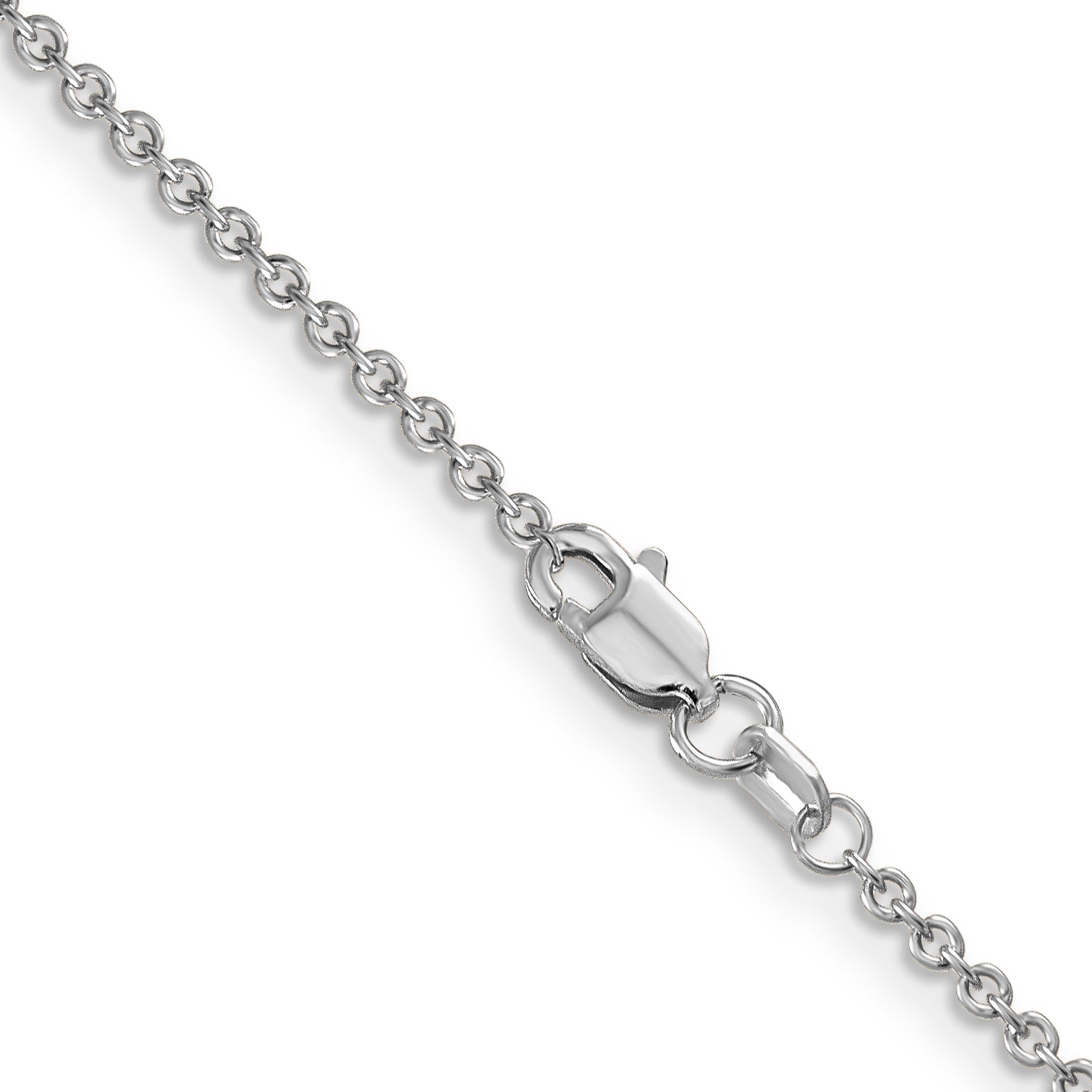 14K White Gold 20 Inch 1.6Mm Round Open Link Cable With Lobster Clasp Chain