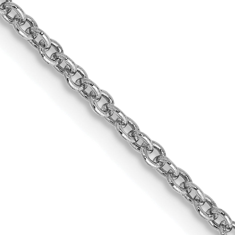 14K White Gold 24 inch 1.6mm Round Open Link Cable with Lobster Clasp Chain
