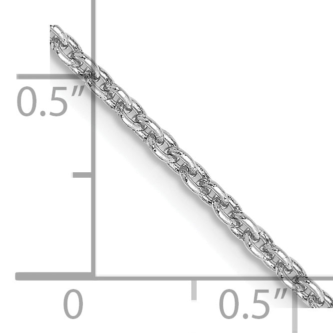 14K White Gold 18 Inch 2Mm Round Open Link Cable With Lobster Clasp Chain