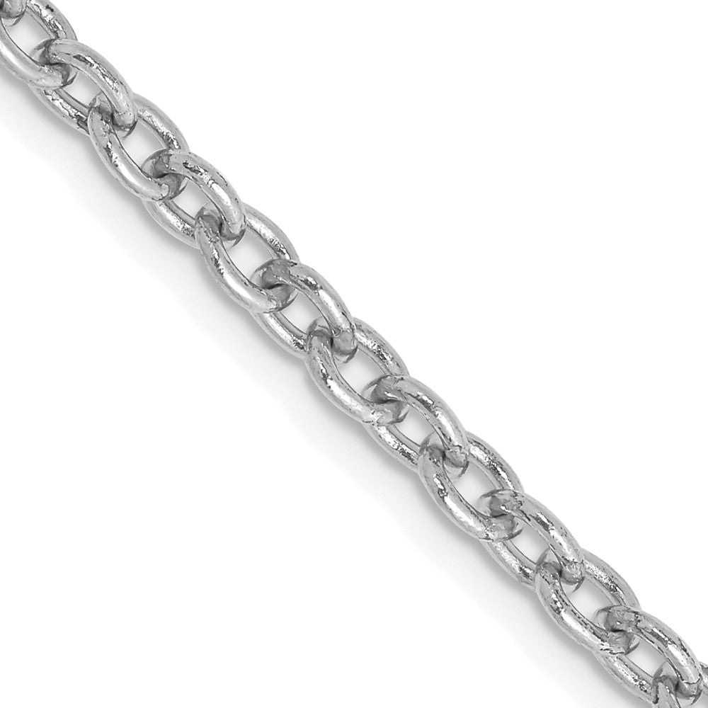 14K White Gold 20 inch 3.2mm Round Open Link Cable with Lobster Clasp Chain