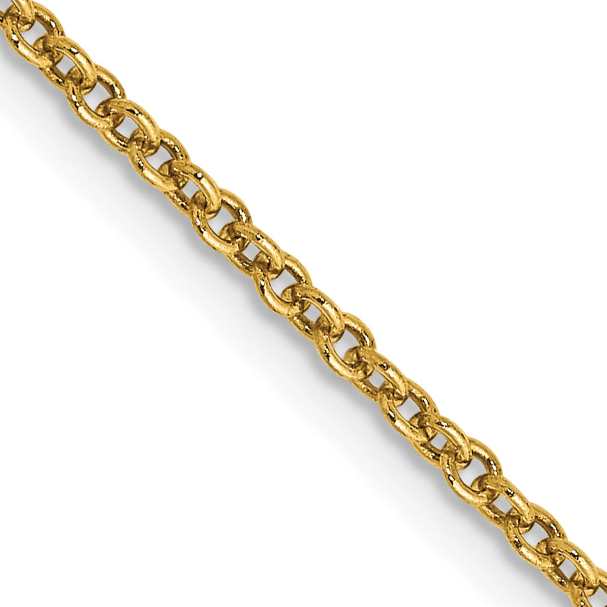 14K 24 Inch 1.6Mm Round Open Link Cable With Lobster Clasp Chain
