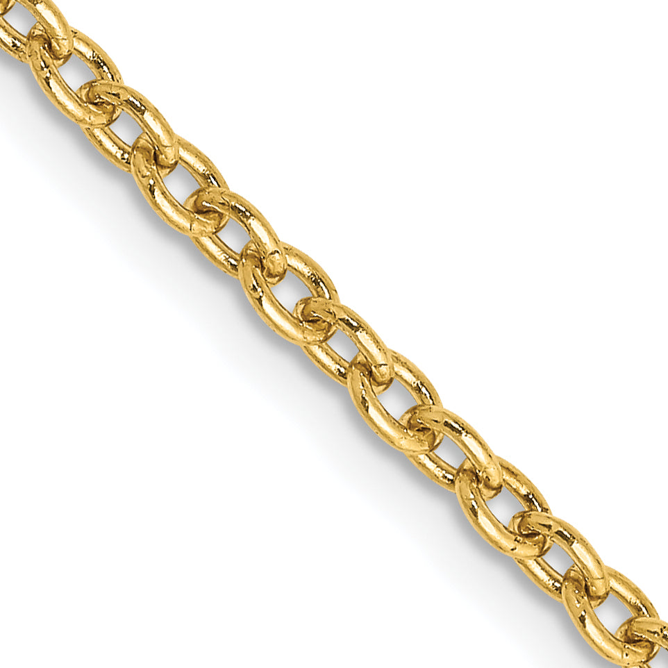 14K 24 Inch 2.4Mm Round Open Link Cable With Lobster Clasp Chain