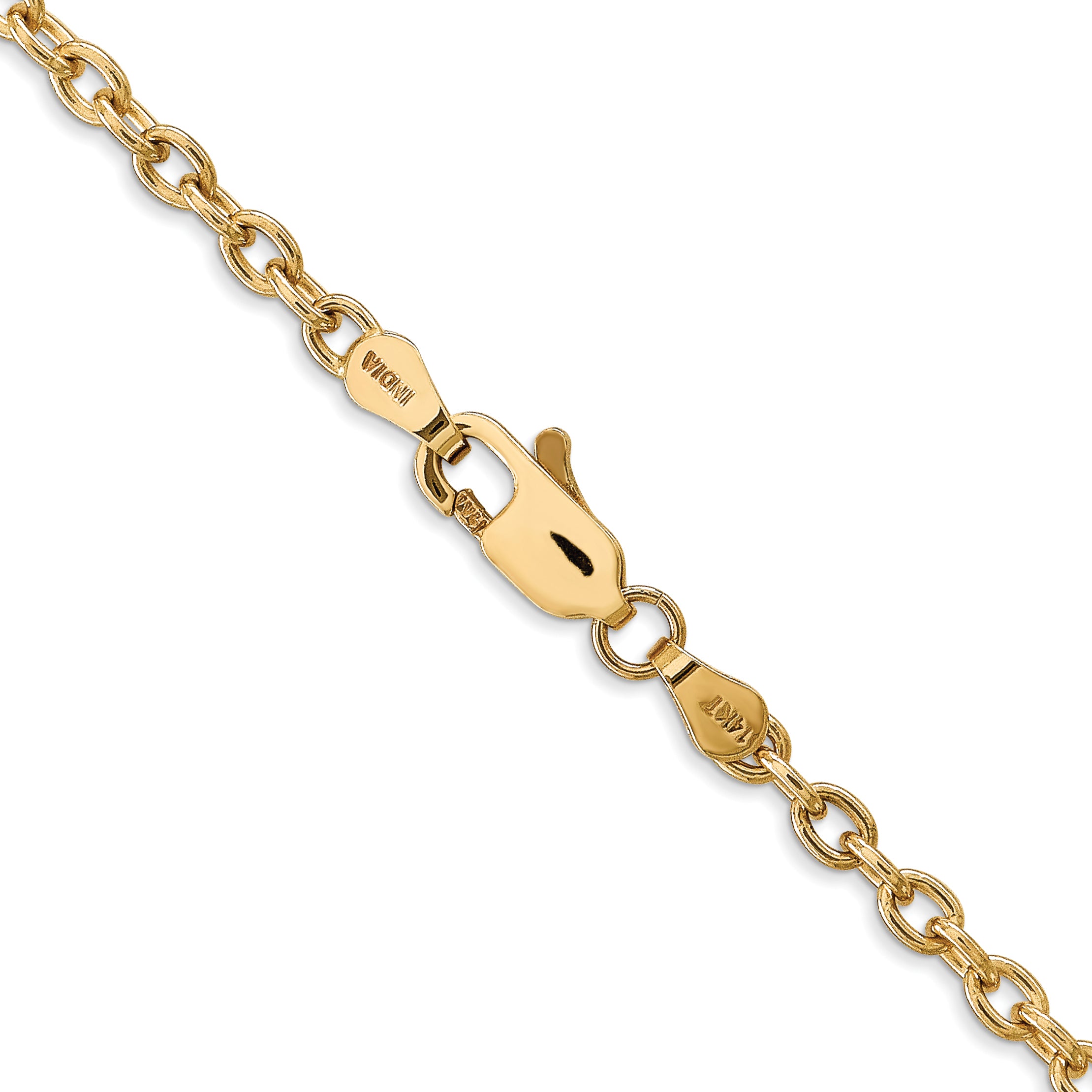 14K 20 Inch 3.2Mm Round Open Link Cable With Lobster Clasp Chain