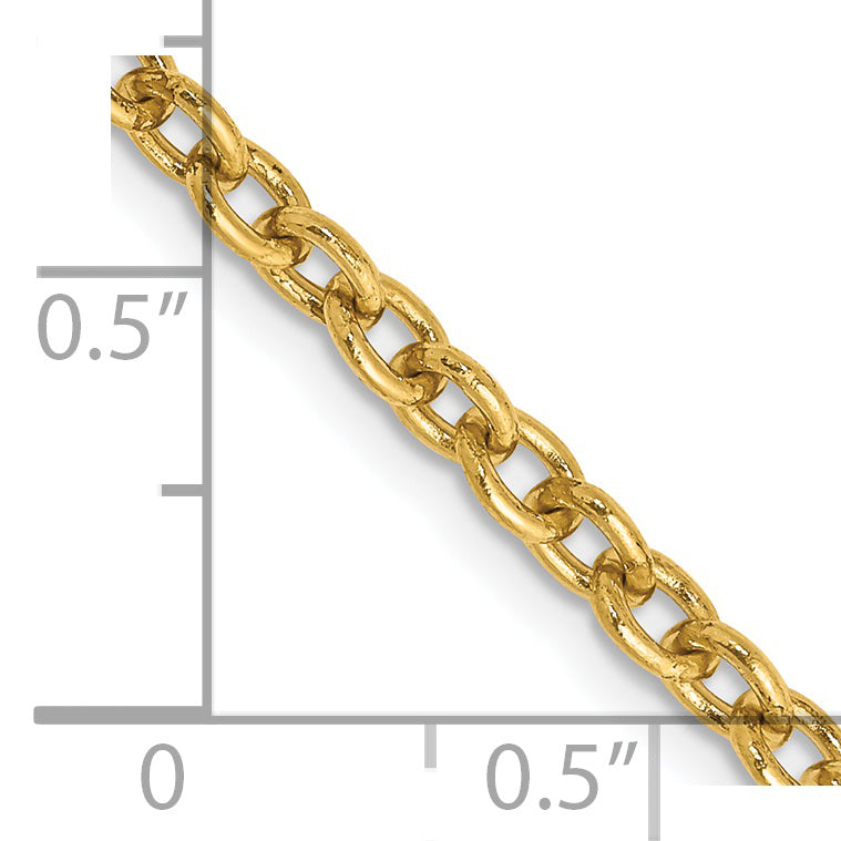 14K 20 Inch 3.2Mm Round Open Link Cable With Lobster Clasp Chain