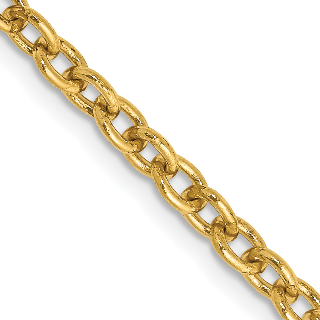 14K 20 Inch 3.2Mm Round Open Link Cable With Lobster Clasp Chain