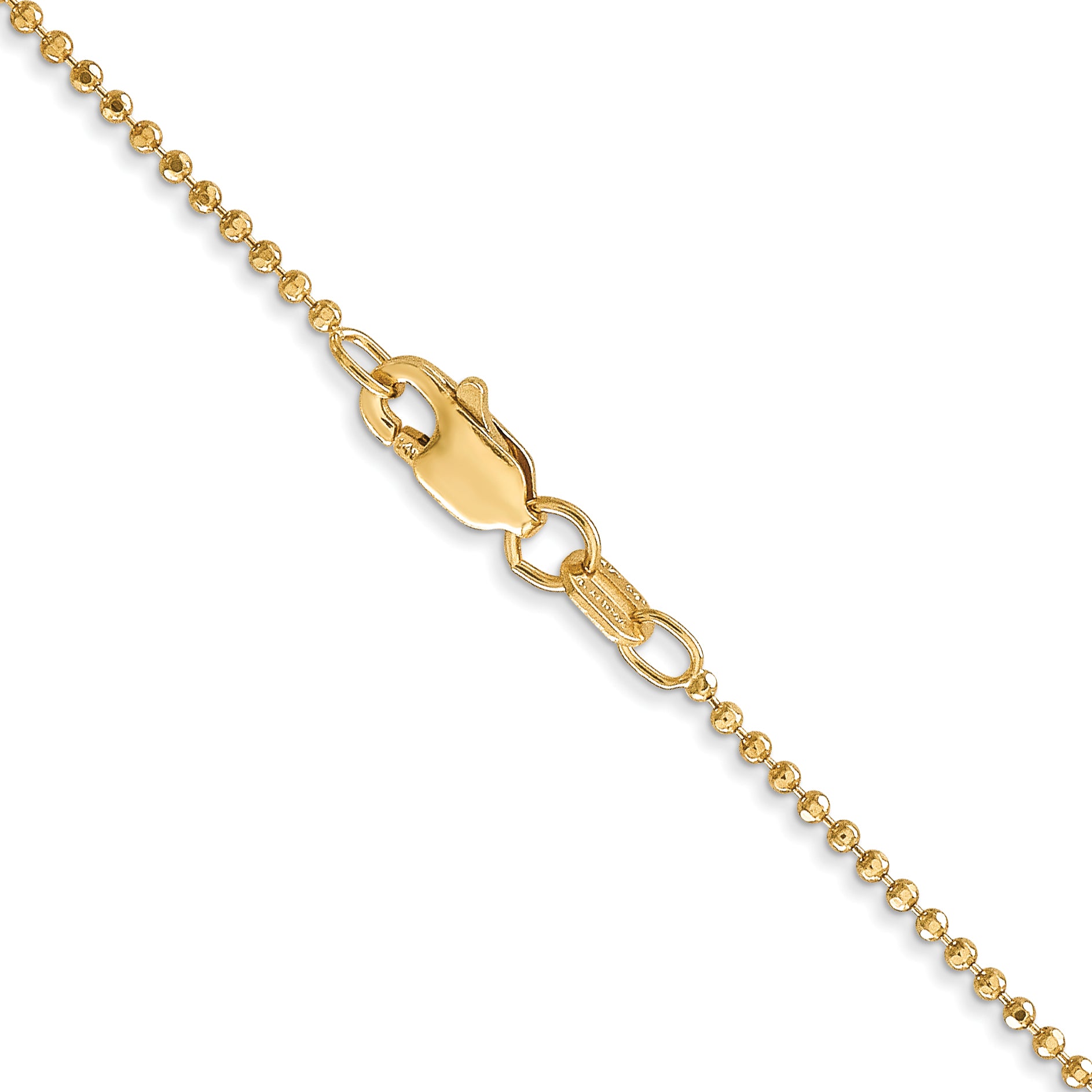 14K 20 Inch 1.2Mm Diamond-Cut Beaded With Lobter Clasp Pendant Chain