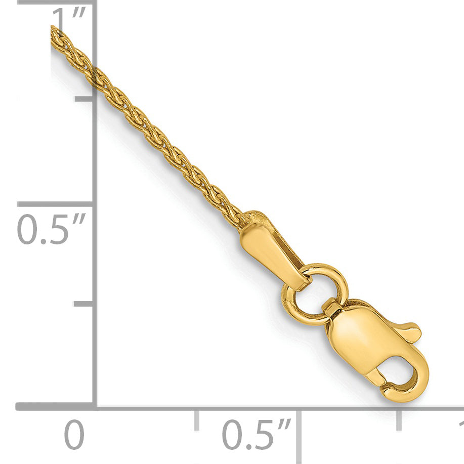 14K 9 Inch 1.2Mm Parisian Wheat With Lobster Clasp Anklet