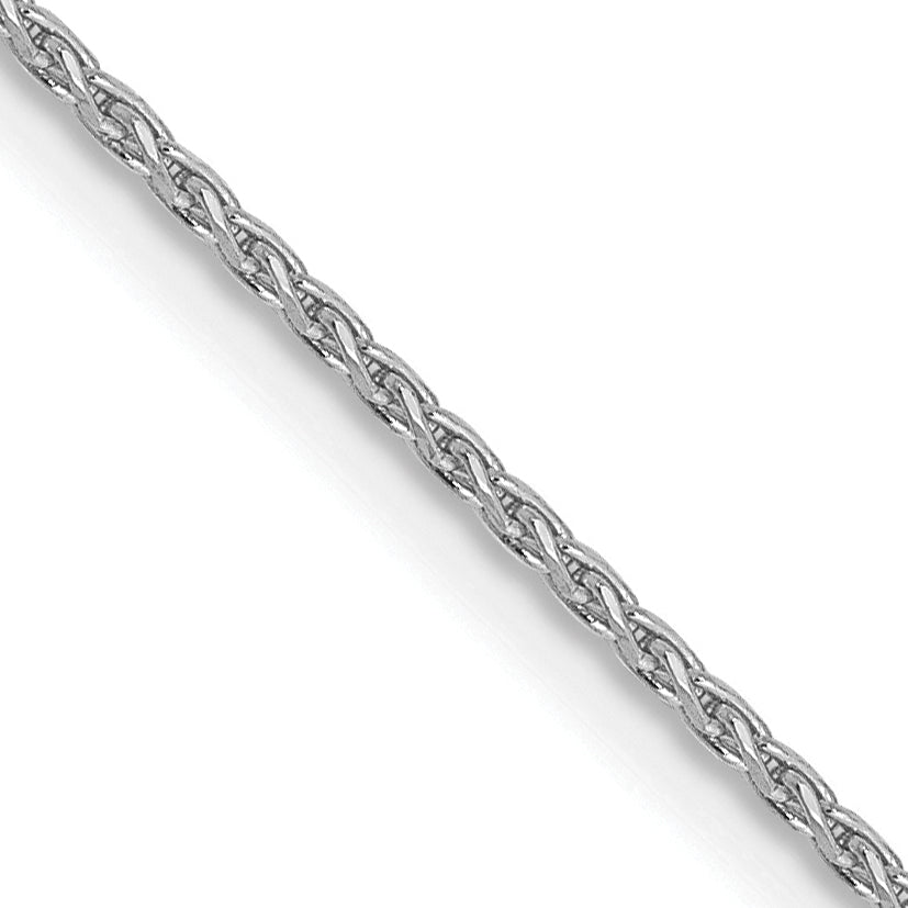14K White Gold 18 inch 1mm Diamond-cut Parisian Wheat with Lobster Clasp Chain