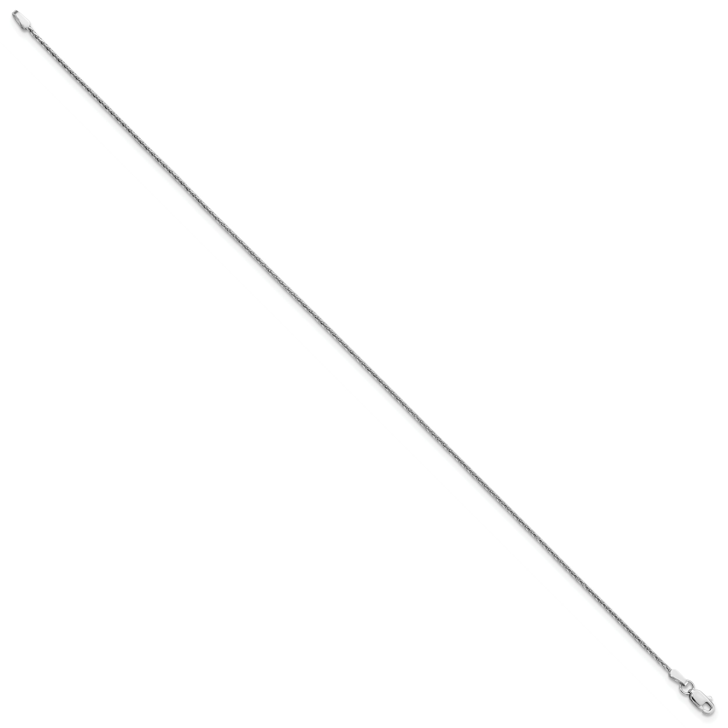 14K White Gold 10 inch 1.5mm Diamond-cut Parisian Wheat with Lobster Clasp Anklet