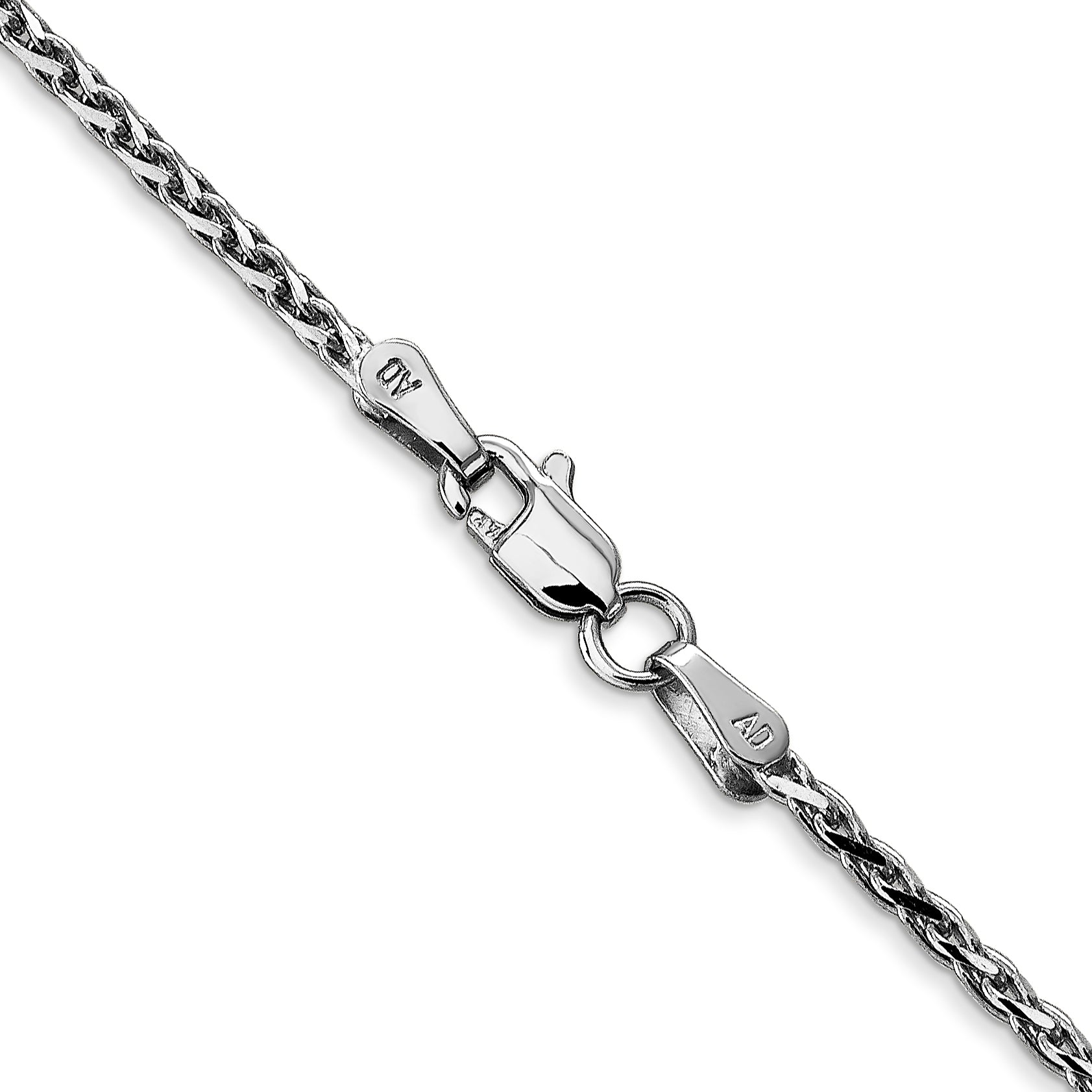14K White Gold 18 inch 1.6mm Diamond-cut Parisian Wheat with Lobster Clasp Chain