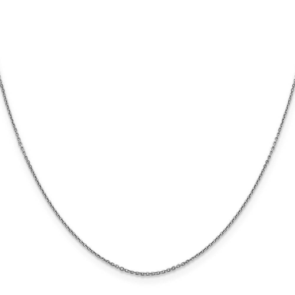 14K White Gold 18 inch .9mm Diamond-cut Round Open Link Cable with Lobster Clasp Chain