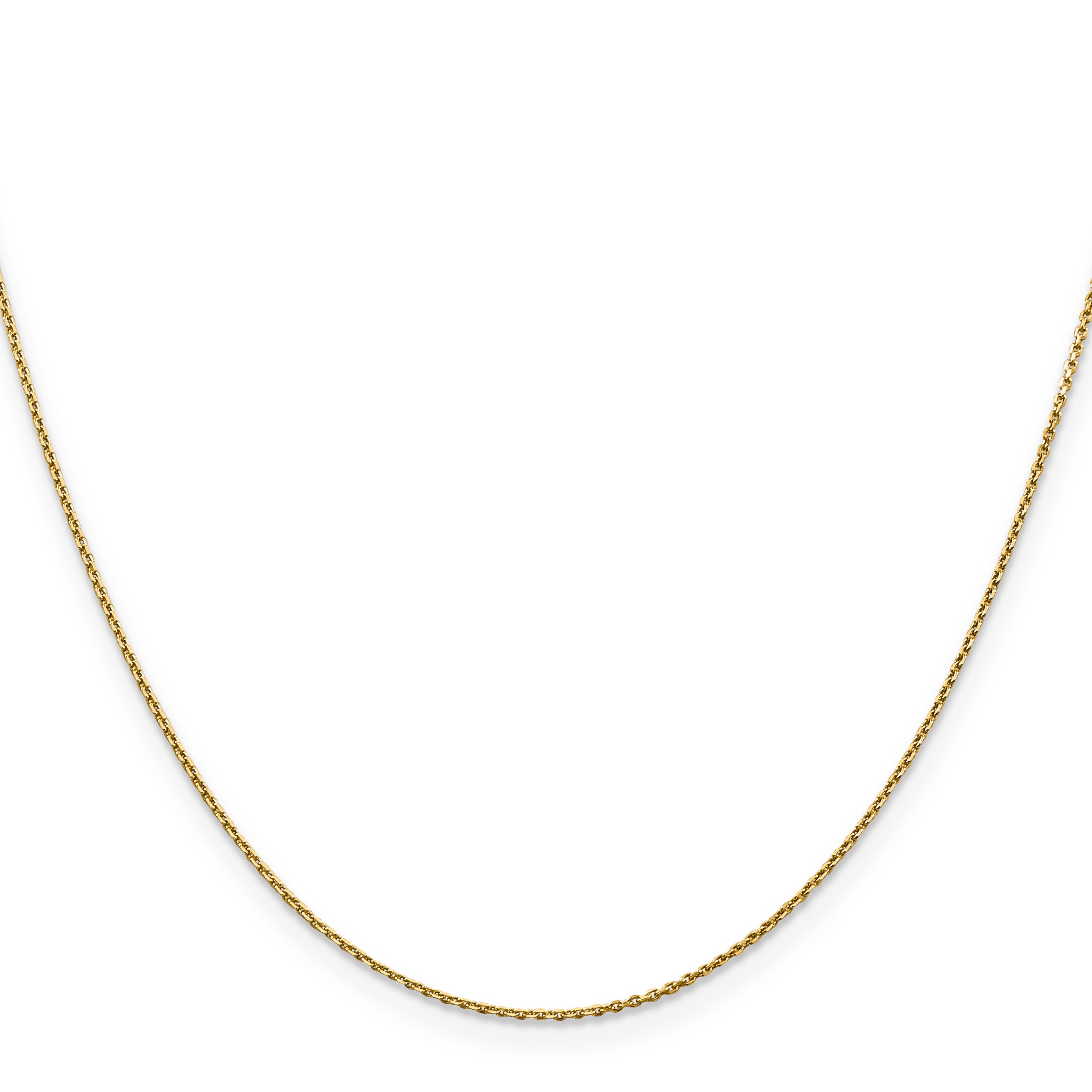 14K 24 inch .9mm Diamond-cut Round Open Link Cable with Lobster Clasp Chain