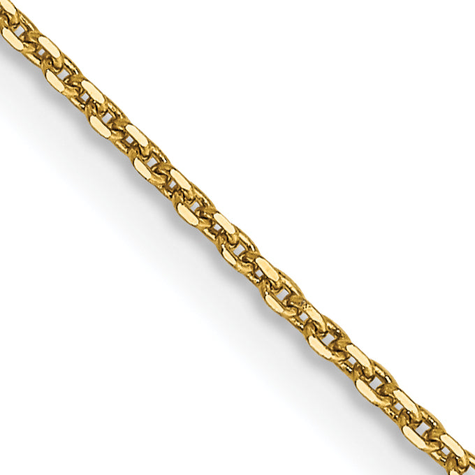 14K 24 inch .9mm Diamond-cut Round Open Link Cable with Lobster Clasp Chain