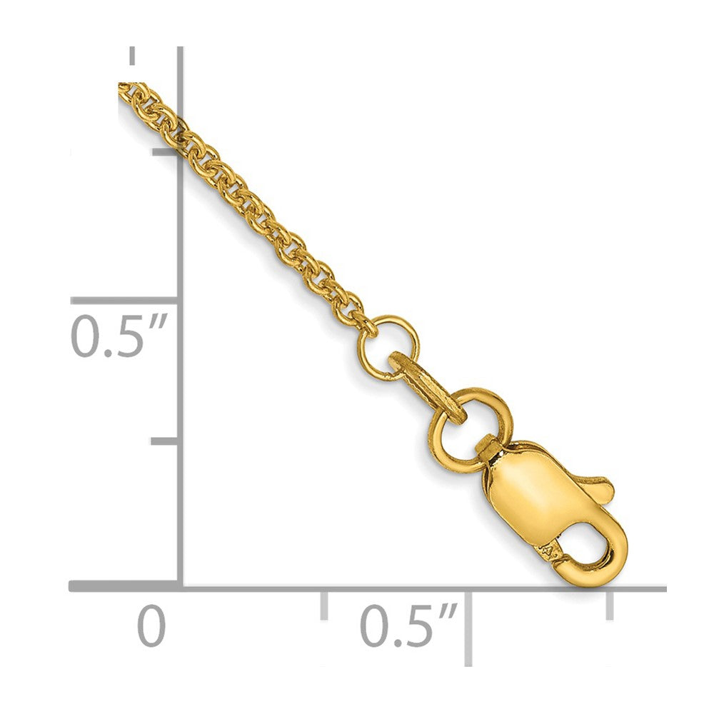 14K 9 inch 1.4mm Round Open Link Cable with Lobster Clasp Anklet