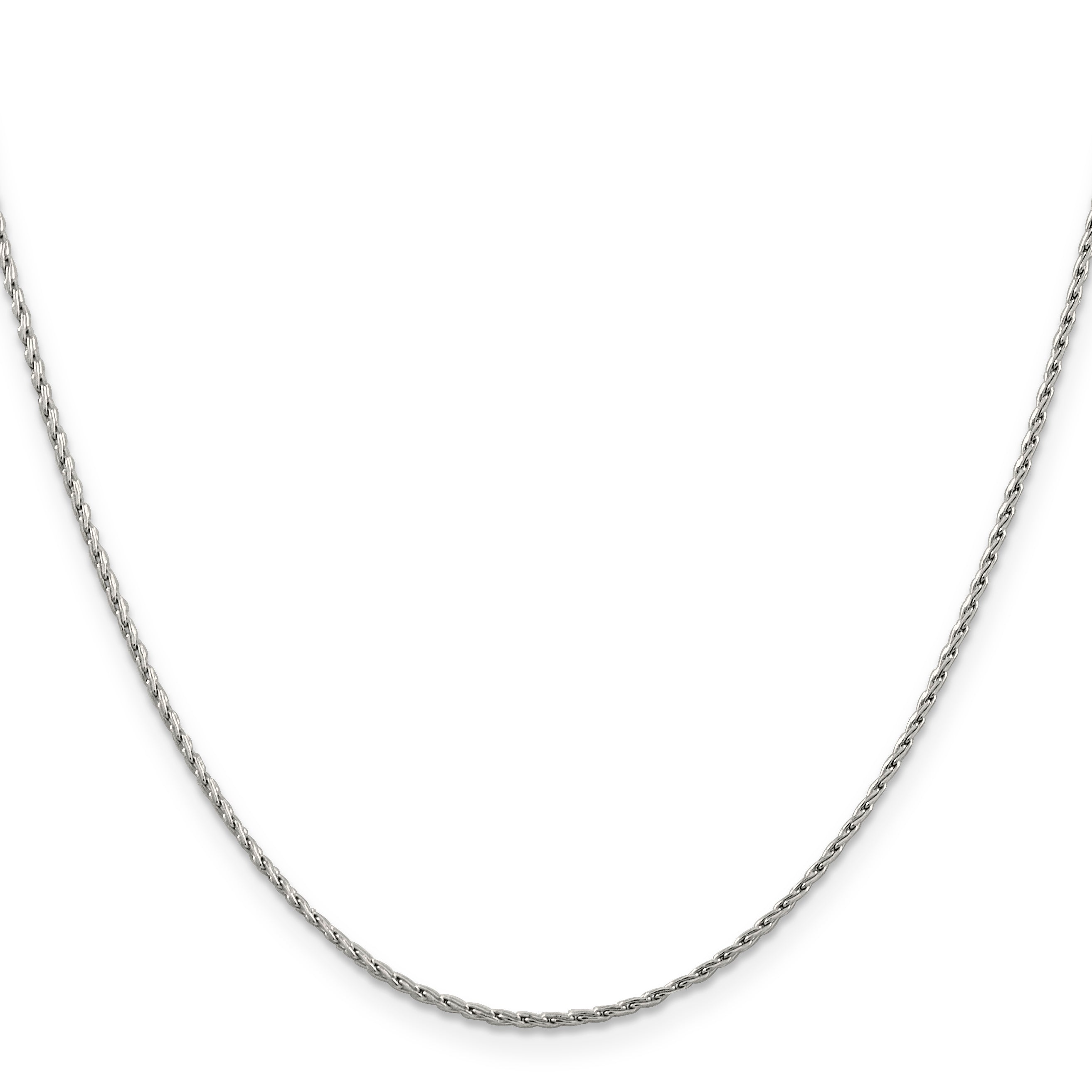 14K White Gold 20 Inch 1.25Mm Round Parisian Wheat With Lobster Clasp Chain