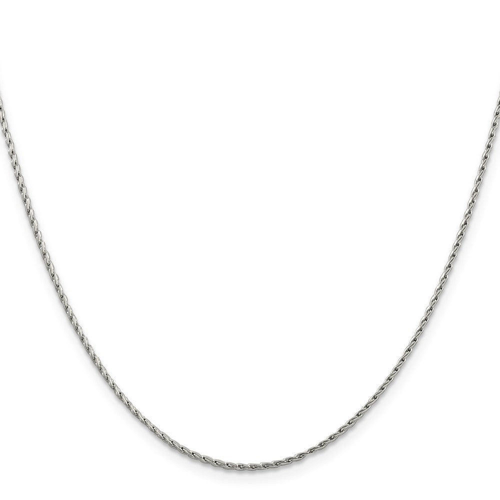 14K White Gold 24 inch 1.25mm Round Parisian Wheat with Lobster Clasp Chain