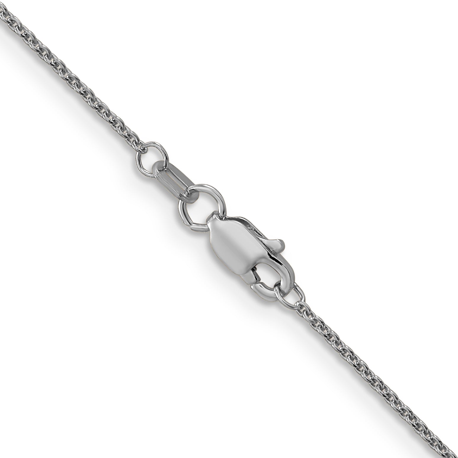 14K White Gold 24 Inch 1Mm Round Open Link Cable With Lobster Clasp Chain