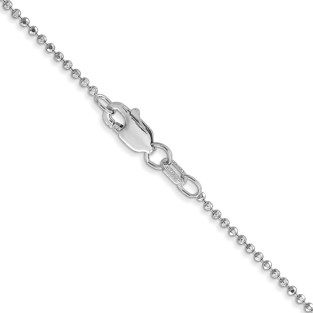 14K White Gold 20 inch 1.2mm Diamond-cut Beaded with Lobter Clasp Pendant Chain