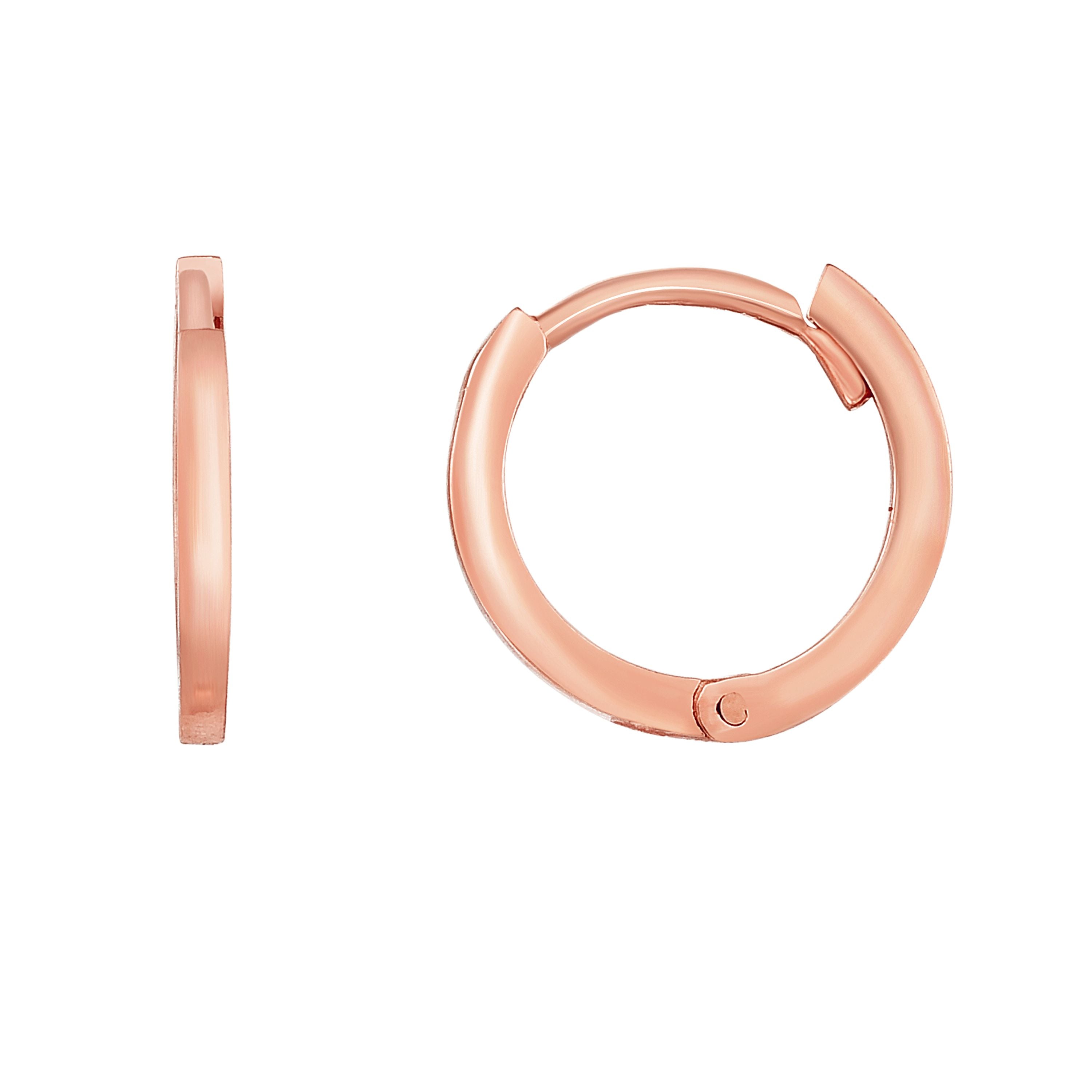 14K Rose Gold Thin Polished Huggie Earring