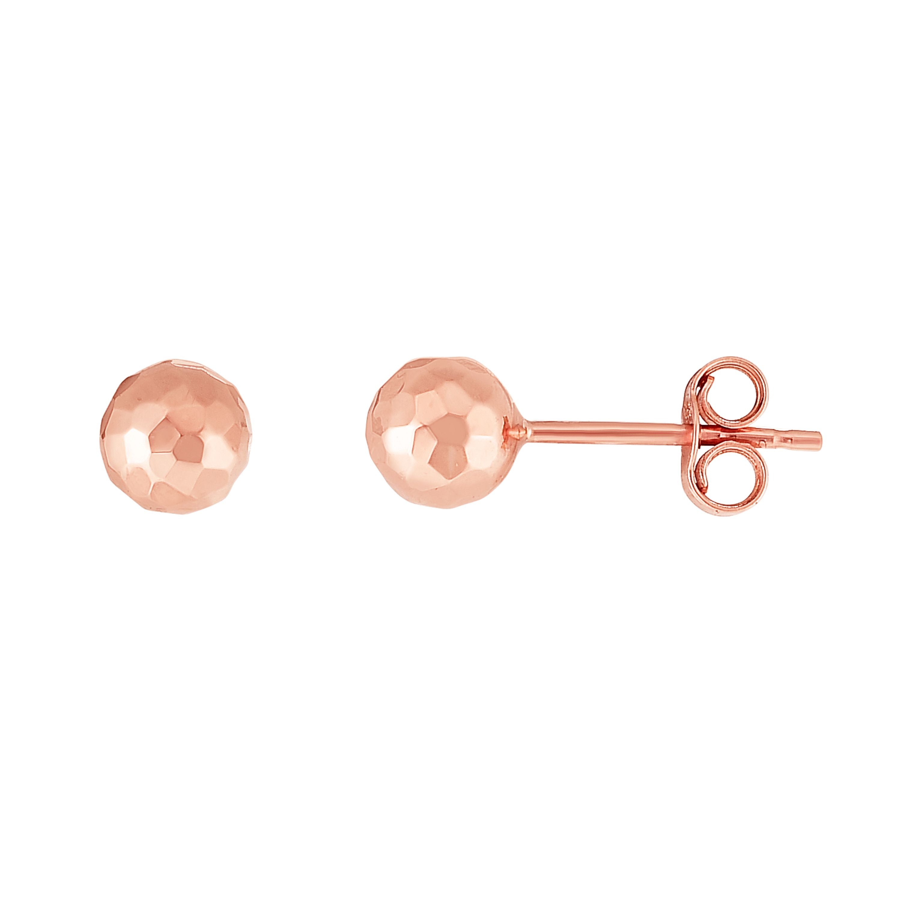 14K Rose Gold 5Mm Faceted Post Earring