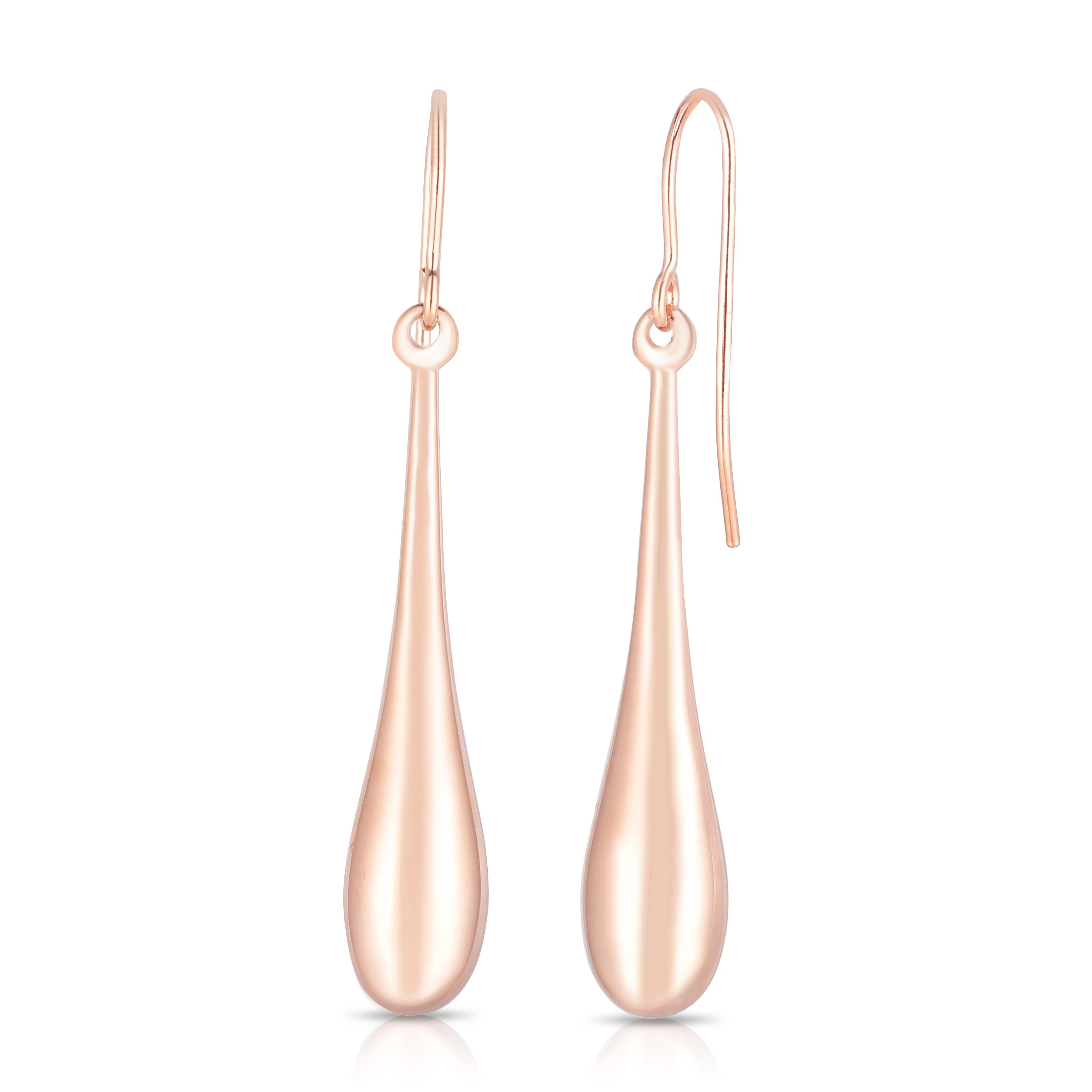14K Rose Gold Polished Graduated Tear Drop Earring