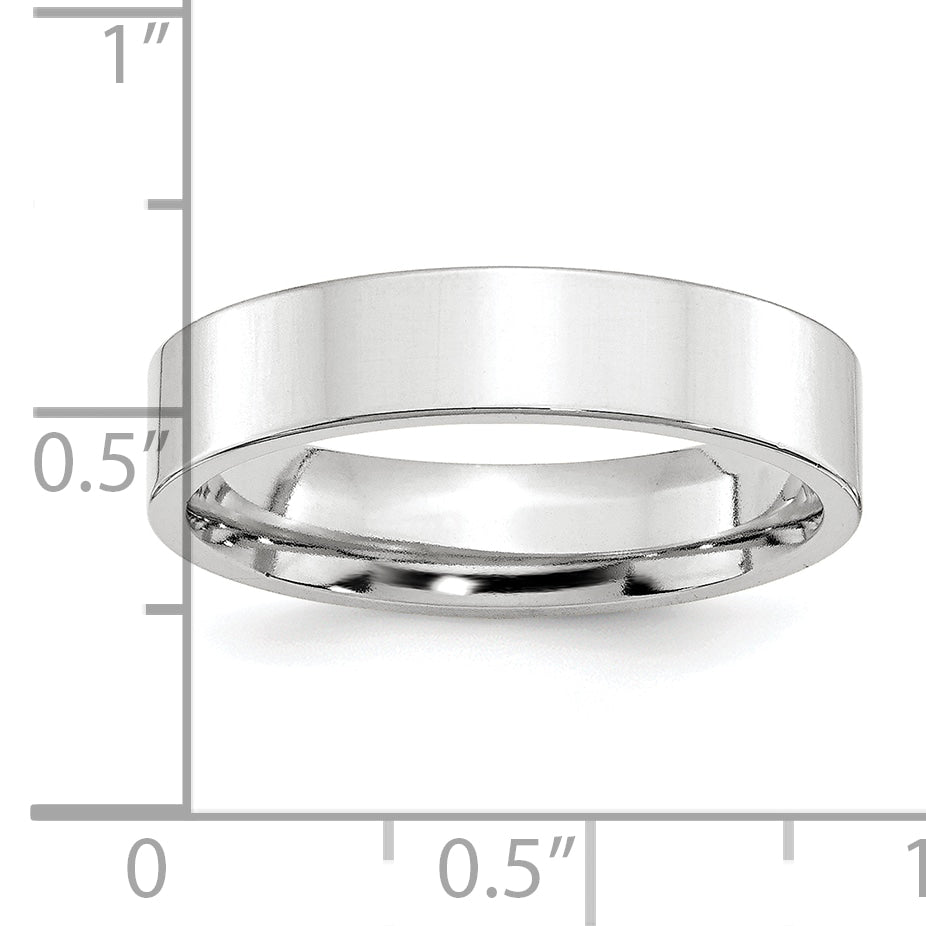 Platinum 5mm Polished Flat Wedding Band Size 10