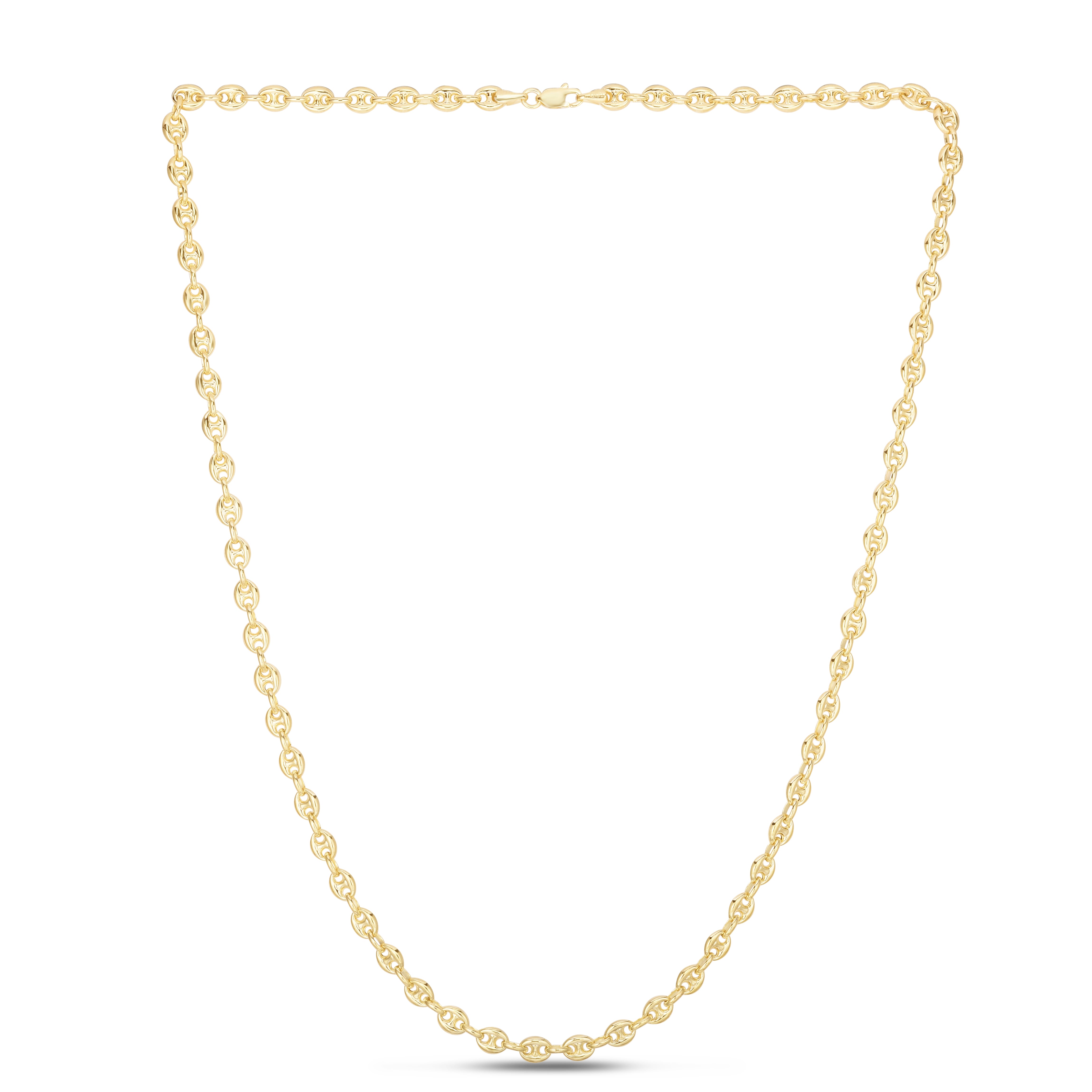 14K Yellow Gold 10" Puffed Mariner Chain