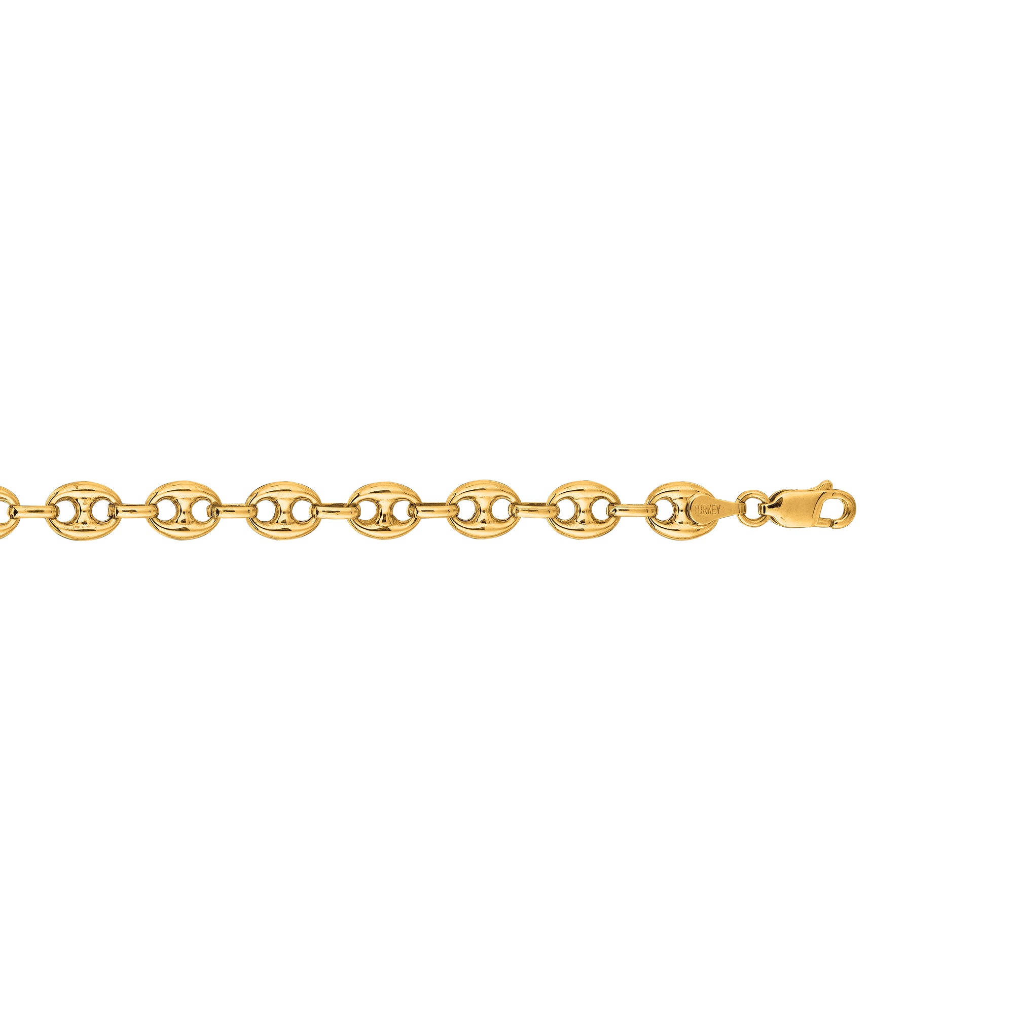 14K Yellow Gold 9mm 24" Puffed mariner Chain with Lobster Clasp