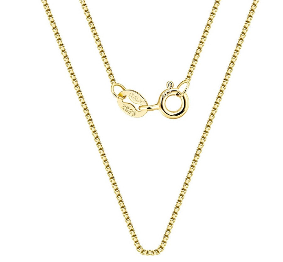 Sterling Silver Rhodium Or 18K Gold Plated Box Chains 0.6Mm, 16" - 20"