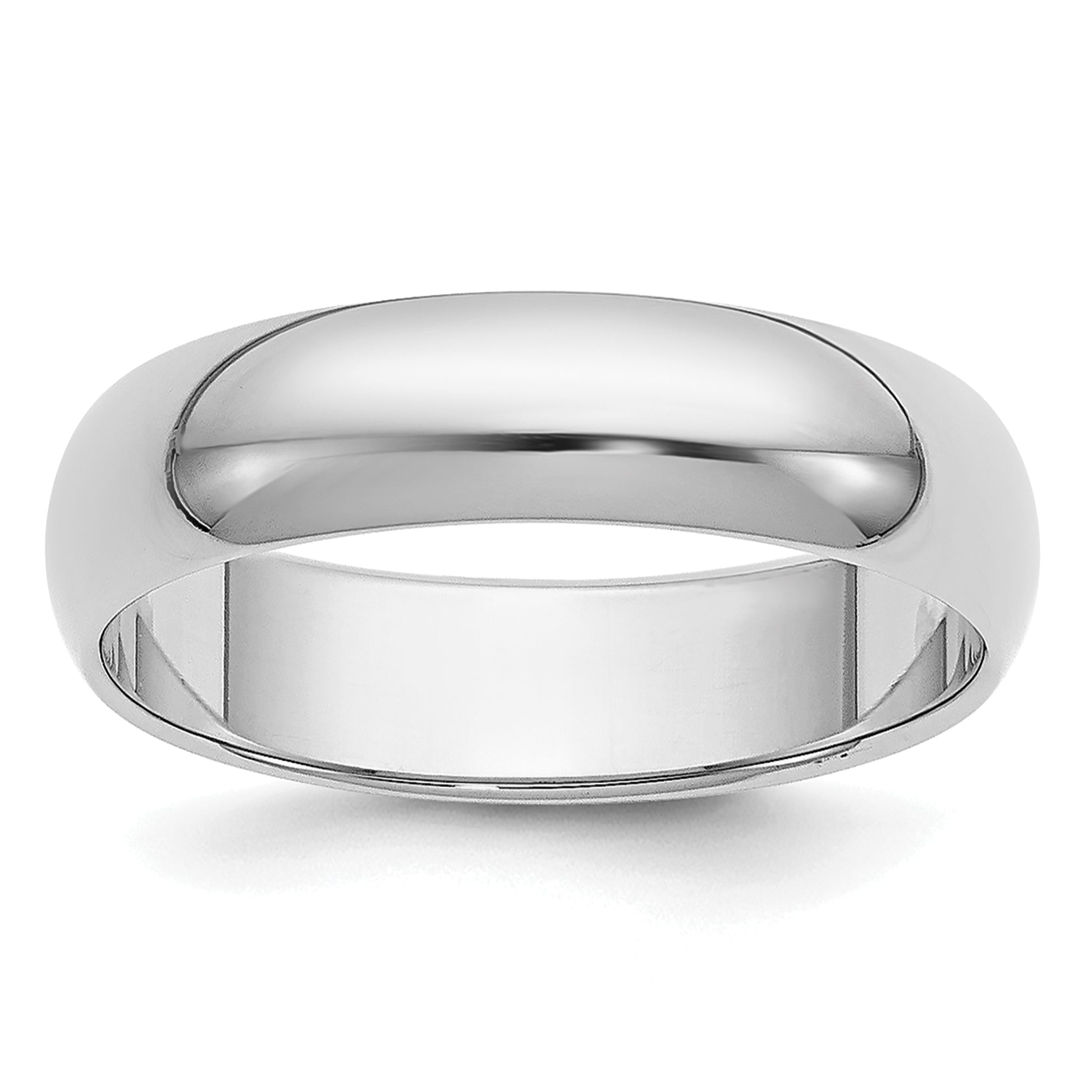 Platinum 5mm Half Round Wedding Band Size 10