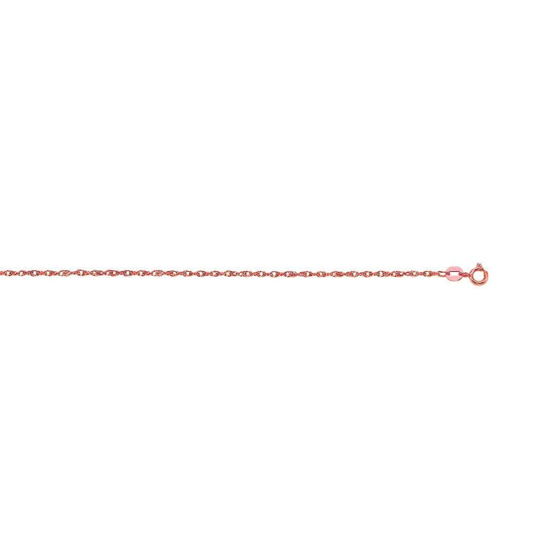 14K Rose Gold .95mm Machine Rope 20" Chain (Carded) with Spring Ring Lock
