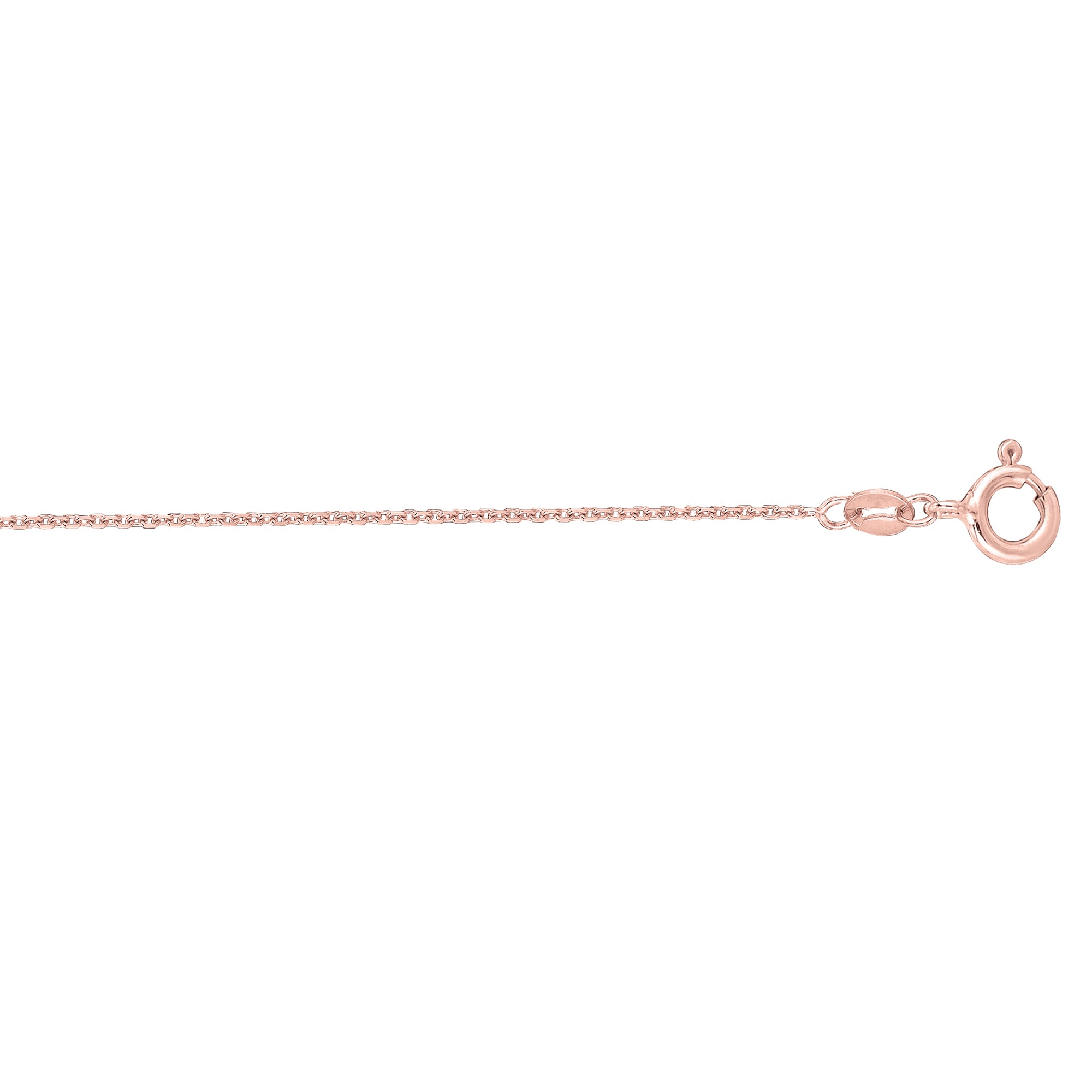 14K Rose Gold 1.1mm Diamond Cut Cable 20" Chain with Spring Ring