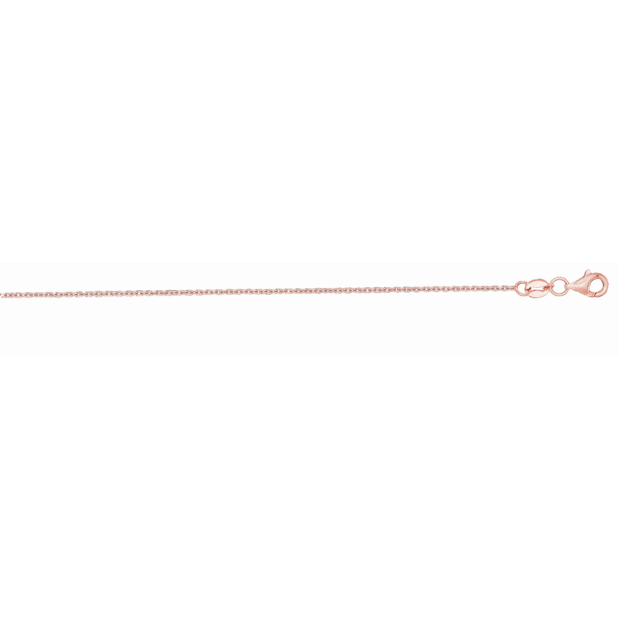 14K Rose Gold 1.1mm Diamond Cut Cable 20" Chain with Lobster Lock