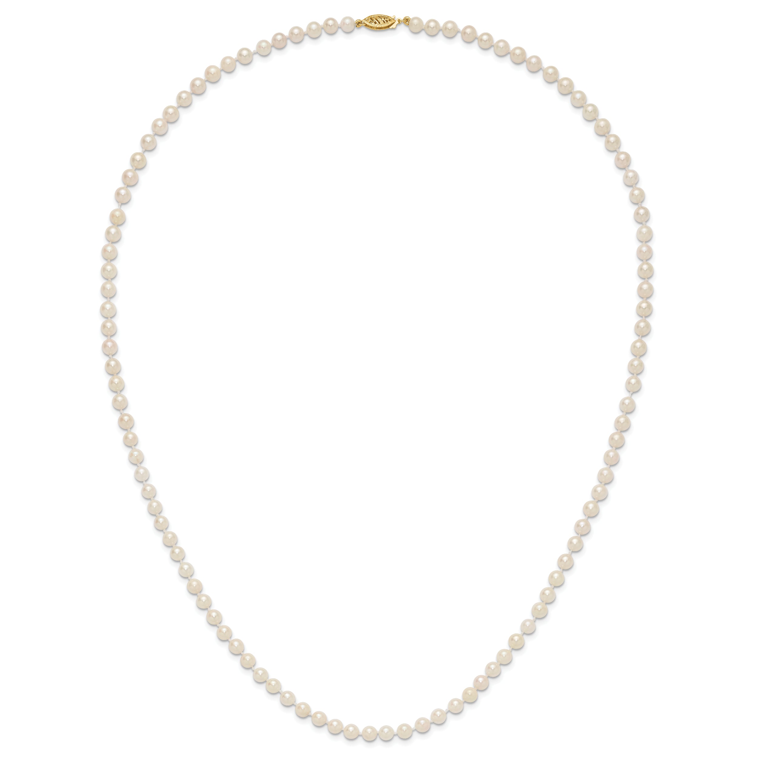 14k 5-6mm White Round Akoya Saltwater Cultured Pearl 7 inch Bracelet