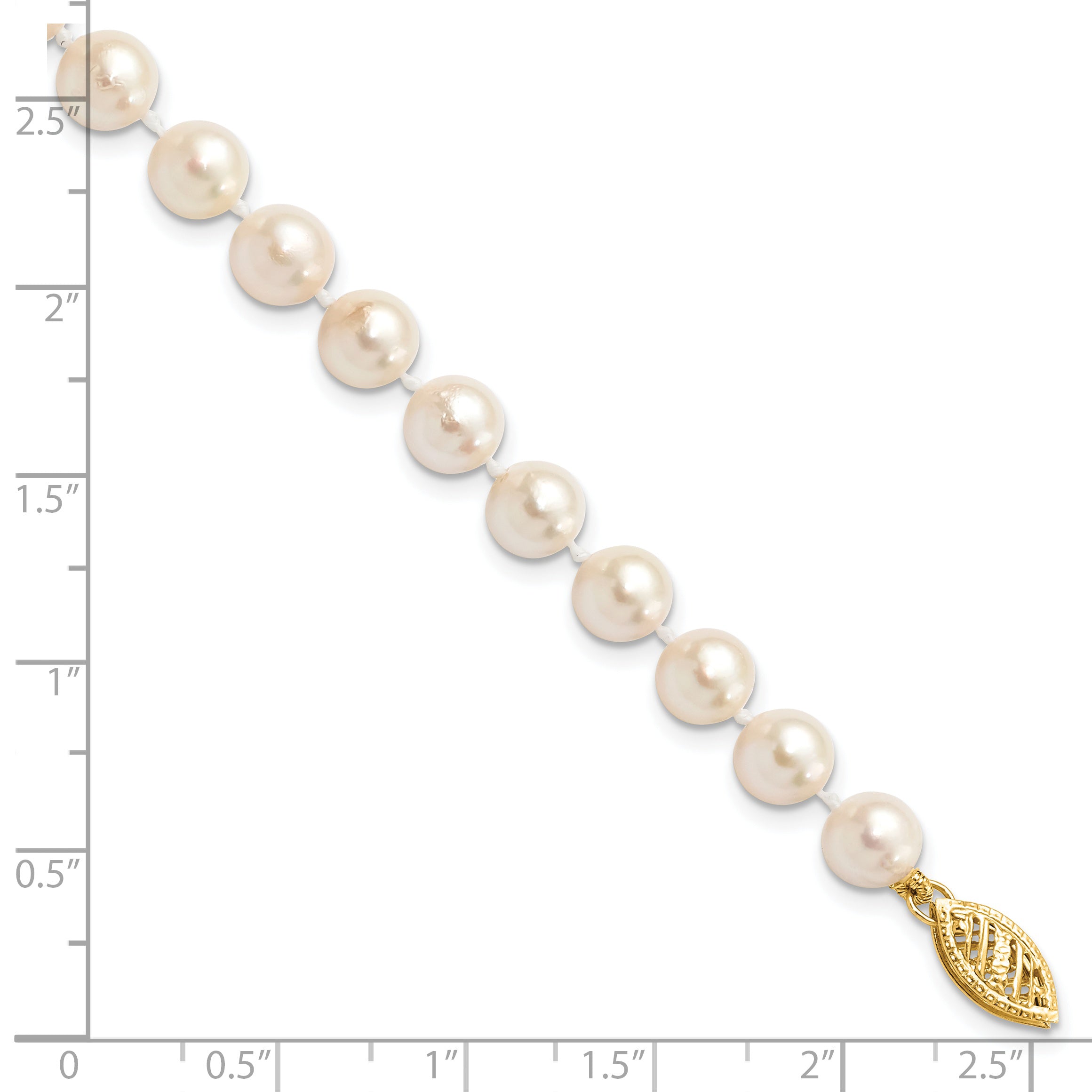 14k 6-7mm White Round Akoya Saltwater Cultured Pearl 7 inch Bracelet