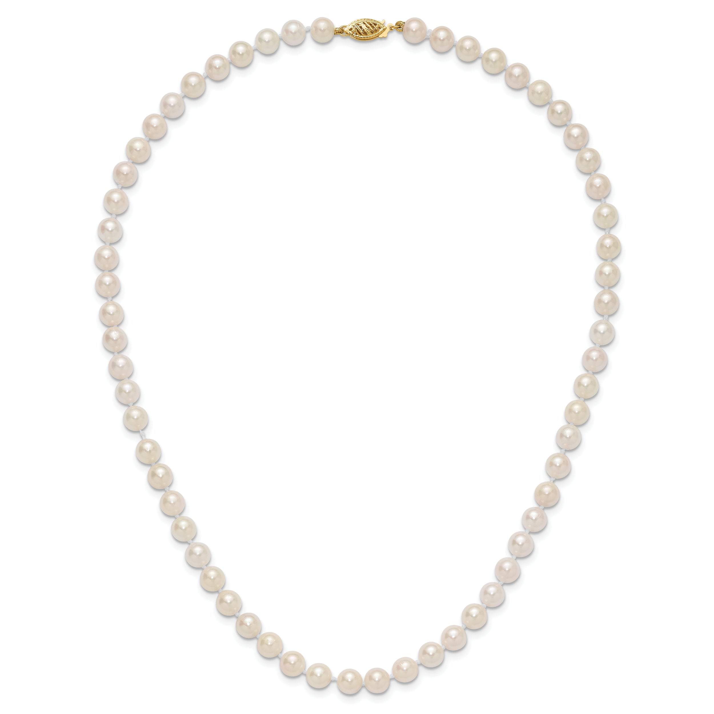 14k 6-7mm White Round Akoya Saltwater Cultured Pearl 18 inch Necklace