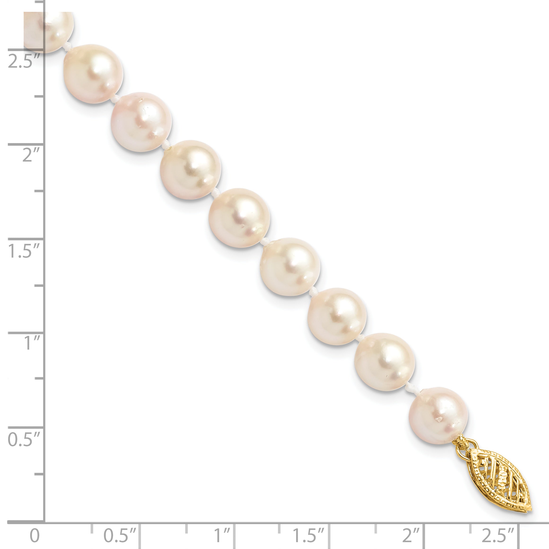 14k 7-8mm White Round Akoya Saltwater Cultured Pearl 7 inch Bracelet
