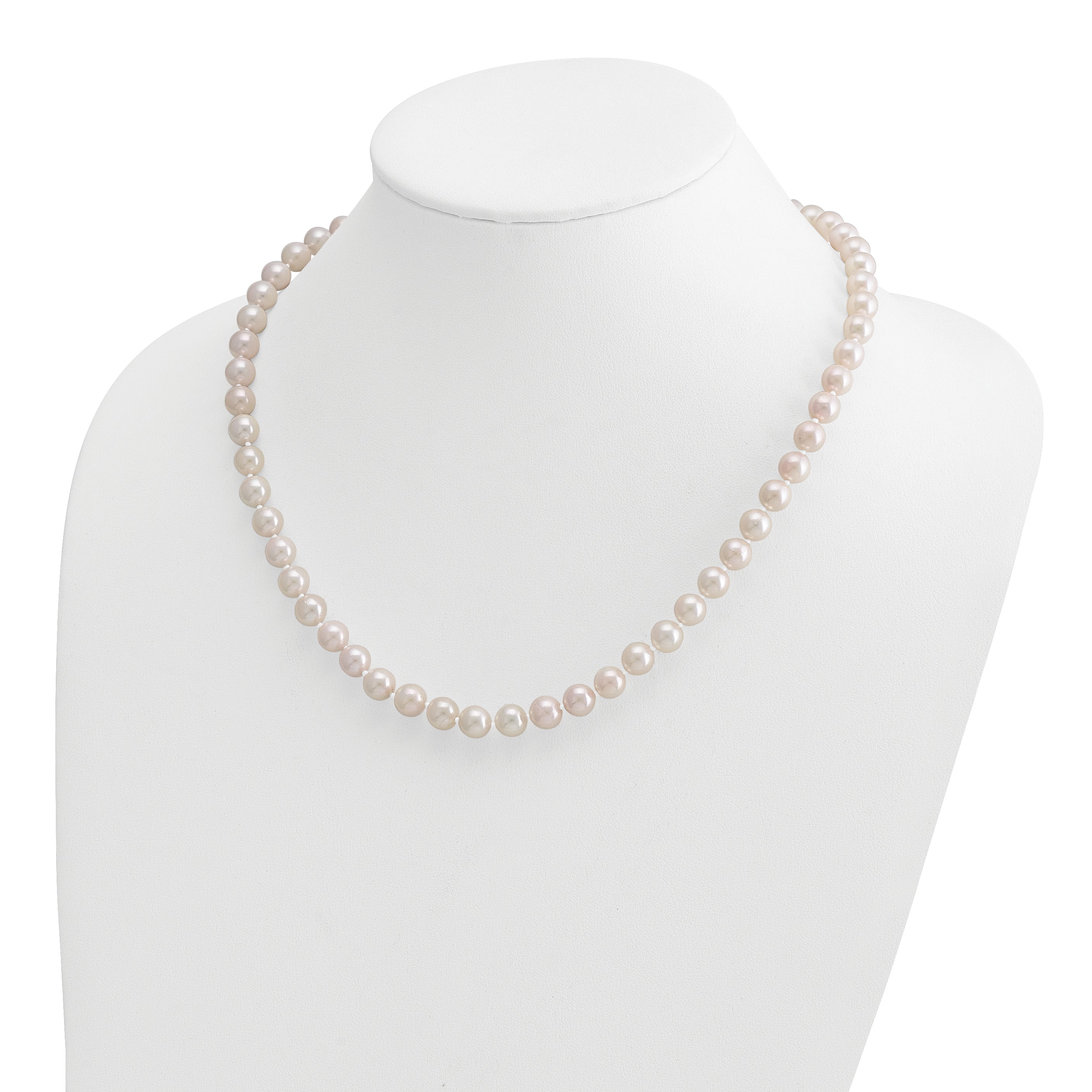 14k 7-8mm White Round Akoya Saltwater Cultured Pearl 7 inch Bracelet