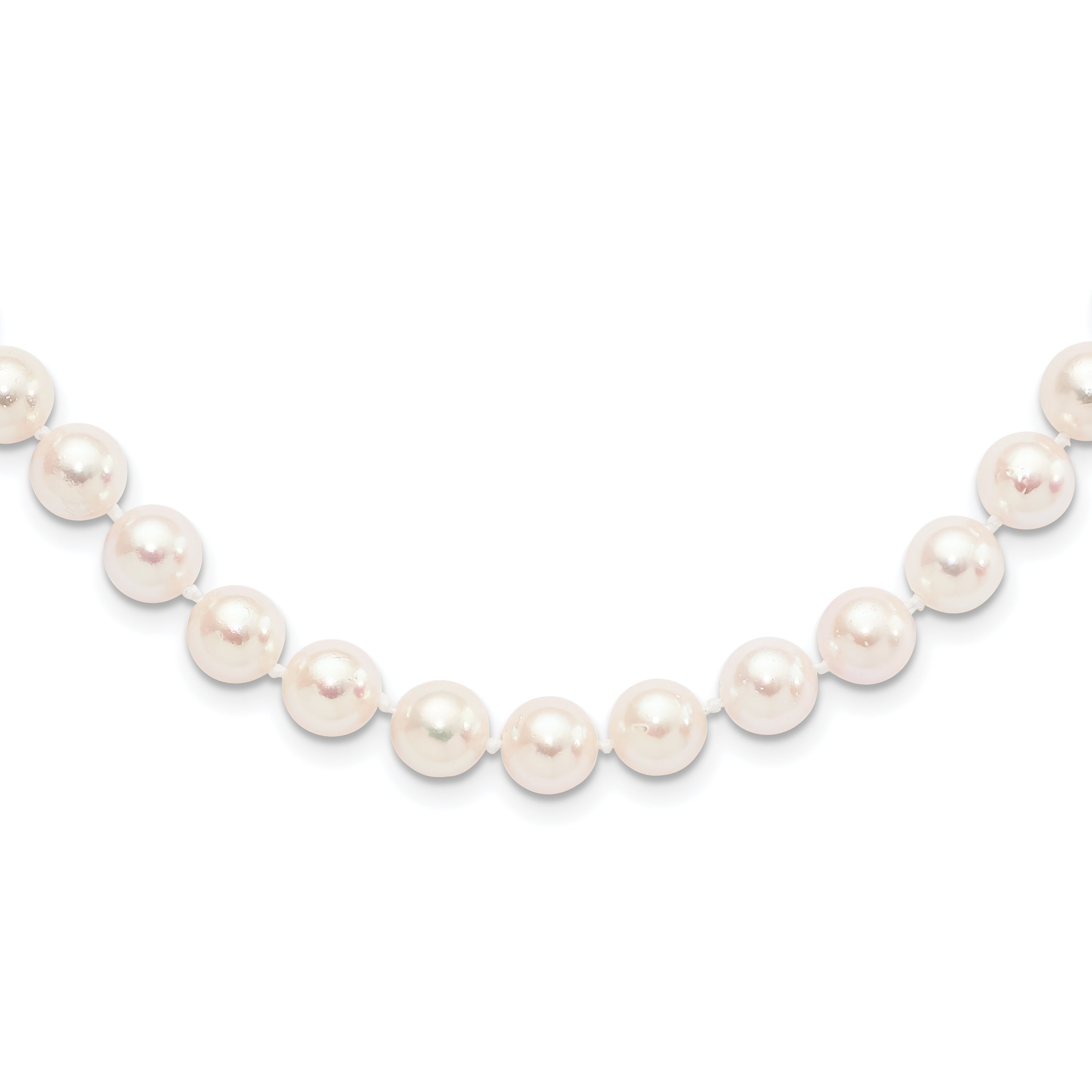 14k 8-9mm White Round Akoya Saltwater Cultured Pearl 18 inch Necklace